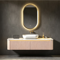 Espejo de Baño con Marco Dorado, LED Inteligente Antivaho, Retroiluminado, Espejo de Vanidad de Pared, Espejo de Lujo para Baño, para Proyectos Residenciales y Hoteles