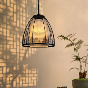 Lampe suspendue d'inspiration zen en forme de cloche, E27, à tête unique, pour éclairage de salle de thé, restaurant, hôtel - Product Image 2