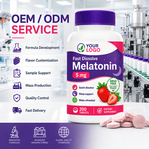 Suplemento de Fresa para Dormir de Marca Privada, Disolución Rápida, Bienestar Nocturno para Adultos, Tabletas de Melatonina de Fresa OEM - Product Image 6