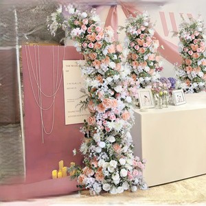 Arche de fleurs élégante en soie artificielle de luxe, roses colorées, support en forme de corne, toile de fond murale pour <span class=keywords><strong>mariage</strong></span>, événement, anniversaire, remise de diplôme - Product Image 5