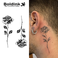Tatouage au jus de Jagua Boldink personnalisé, réaliste, en forme de rose, résistant à l'eau, longue durée (2 semaines)