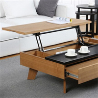 Table basse moderne en métal Run Rises B04-5H avec mécanisme transformable, table de lecture relevable, finition électrophorétique noire, appartement