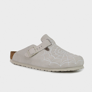 Nuovi Zoccoli Personalizzati da <span class=keywords><strong>Donna</strong></span> in Morbida Pelle Scamosciata con Ricamo a Ragnatela, Classici Sabot Antiscivolo in <span class=keywords><strong>Sughero</strong></span> con Fibbia, Stile Birkenstock - Product Image 3