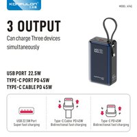 Batterie Li-Polymère KONFULON 2026 30000mAh PD45W Charge Super Rapide Power Bank avec Câble Type-C et Charge Rapide Bidirectionnelle
