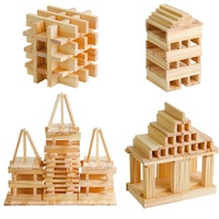 Bloques de Construcción de Madera Natural Sólida Premium para Niños, 3D DIY, Creación Libre, 400 Piezas, Estilo Arquímedes, para Estimular la Imaginación Infantil