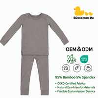 Conjunto de Pijama de 2 Piezas para Bebé, Ropa de Dormir de Bambú y Spandex, Suave y Transpirable, Venta al Por Mayor