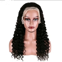 Perruques Full Lace Front en Cheveux Humains Remy 100% Naturels, 32 Pouces de Long, Dentelle Transparente, Sans Colle, Ondulations Profondes, Cheveux de Bébé, pour Femmes Noires, Vente en Gros