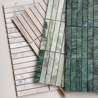 Mosaïque de pierre en bande longue, verte avec bordure blanche, pour murs et colonnes courbes, carrelage de piscine, nouvelle arrivée, mosaïque de marbre