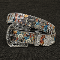 Ceinture Jiahao Designer Street Trend avec lettres, ceinture en cuir sport tendance ornée de strass, super ceintures pour hommes