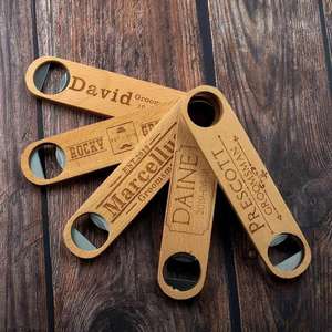 Abridor de Botellas de Madera Personalizado para Recuerdos de Boda, Regalos del Día del Padre, Regalos para Padrinos de Boda, Herramienta de Bar Personalizada, Abridor de Cerveza Rústico - Product Image 2