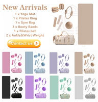 Kit de Fitness Lifeng Personnalisé avec Logo Comprenant Poids de Cheville en Silicone, Ballon de Yoga, Tapis de Yoga, Bande d'Étirement, Bande de Résistance et Cercle de Pilates
