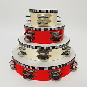 Tambourins à clochettes en bois à double rangée et double couche, 4-10 pouces, tambours à main, percussion Orff pour mariages et églises - Product Image 6