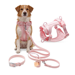 Muker Hot Selling New Light Pink <b>Soft</b> Comfortable Adjustable Polyester <b>Dog</b> <b>Collar</b> Leash Harness Set Poop Bag for Daily Walking - Product Image 1