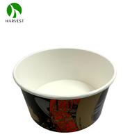 Série de bols ronds KR 150 - Bols en papier kraft jetables avec motif imprimé or rouge pour l'emballage alimentaire