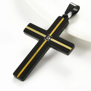 Collier Pendentif Croix en Acier Inoxydable et Zircon pour Femme et Homme, Simple, Bicolore, Style Hip Hop, Polyvalent, Bijou Religieux, Chaîne de Prière - Product Image 5