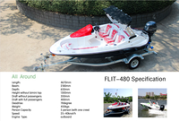 Bateau de sport rapide en fibre de verre durable FLIT Factory de 16 pieds, 5 places, pour la pêche de loisir, jet-boat pour rivière et océan