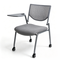 Chaise de conférence ergonomique à dossier incurvé, rembourrée, avec siège en tissu durable et base métallique robuste pour salle de réunion dirigeante
