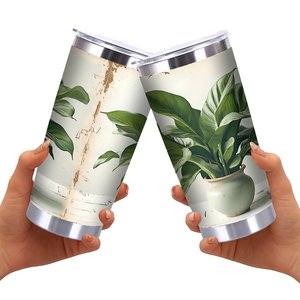 Vaso Natural de 20 oz en Tonos Tierra con Laterales Plateados - Product Image 2