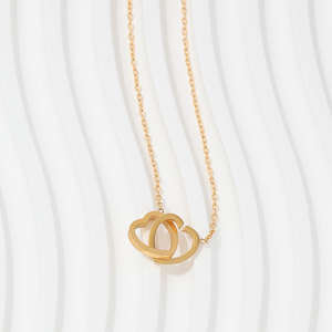 Joolim مجوهرات حامل زجاجات نبيذ ثنائي من الفولاذ المقاوم للصدأ القلب المتشابكة قلادة قلادة الفولاذ المقاوم للصدأ مجوهرات الأزياء - Product Image 3