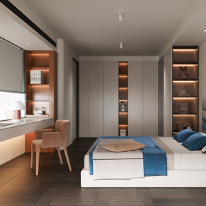 <span class=keywords><strong>Armoire</strong></span> de chambre moderne <span class=keywords><strong>en</strong></span> bois massif sur mesure pour villa et appartement - Poignées métalliques écologiques, portes à charnières, garantie 5 ans, direct usine - Product Image 2