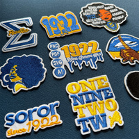 Patch thermocollant vintage Soror 1922 en chenille brodée, lettres de la fraternité grecque, appliques à transfert thermique, accessoire vestimentaire