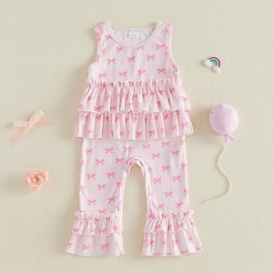 Commerce extérieur transfrontalier Nouveauté été Robe sans manches pour <span class=keywords><strong>fille</strong></span> de 1 an, à simple boutonnage, sans coutures apparentes, entièrement imprimée avec nœud - Product Image 2