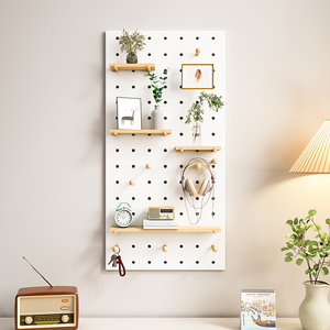 Solid Wood Pegboard Wall <b>Shelf</b> Irregular Shape 3 Layers Multipurpose Storage <b>Rack</b> For Living Room Wall Mounted Display - Product Image 3