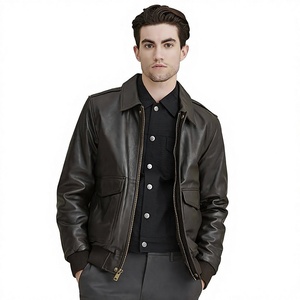 Chaqueta de Motero de Cuero Genuino con Cuello Alto y Logotipo Personalizado para Hombre, Venta al por Mayor, OEM, Marca Privada, Piel de Oveja Auténtica, Estilo Urbano, Invierno - Product Image 1