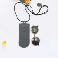 Étui à lunettes en cuir Étui à lunettes mince et portable Pochette porte-lunettes de voyage souple et légère avec tour de cou