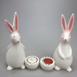 Porcellana di <span class=keywords><strong>ceramica</strong></span> mini coniglio supporto di candela per la decorazione di pasqua - Product Image 6