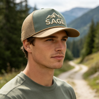 Topi Golf Outdoor OEM Dua Warna Berpinggiran Melengkung, Berlubang Laser, 5 Panel, Bahan Poliester Tahan Air, Logo Bordir