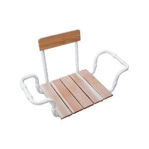 Asiento de Baño Ajustable de Madera de Alerce con Respaldo, Marco Blanco, 36 cm de Longitud, Equipo de Seguridad para Baño - Product Image 1