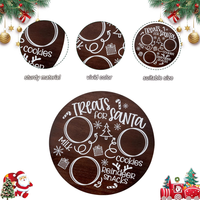 Plateau de service rond en bois rustique pour biscuits de Noël, lait et collations rennes
