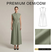 Robe d'été décontractée européenne et américaine personnalisée, design simple et original, col montant, taille plissée, sans manches, longueur maxi