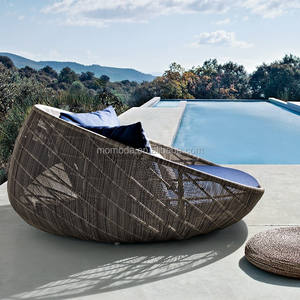 سرير نهاري فاخر عالي الجودة مستدير من الخوص الخوص الروطان بالي سرير نهاري كبير أثاث جانبي لحديقة وفندق كراسي التشمس - Product Image 6