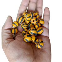 Perles de verre Lampwork FIRDOS EXPORTS, jaunes et noires rayées, rondes, en vrac, pour la création de bijoux