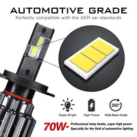 Système d'éclairage automobile Novsight A397-F03 Hb3 Hb4 Ampoule de phare de voiture 15000lm 70W 9005 9006 H4 H7 H11 Lumière LED Phare de voiture LED