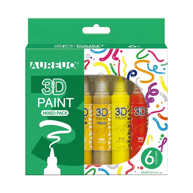 AUREUO 6 Farben 25ml Mixed Pack Kreative Schnellt rocknung Zeichnung Art Craft Paint 3D Acryl Marker