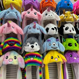 Chapeau d'hiver chaud en peluche personnalisé, style coréen, avec oreilles de lapin mobiles, motif animal de dessin animé et lumière LED - Product Image 3