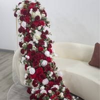 Benutzer definierte neue rote weiße Blume Reihe künstliche Seide Rose 60cm Blumen ball für Hochzeits feier Hintergrund Tisch dekoration