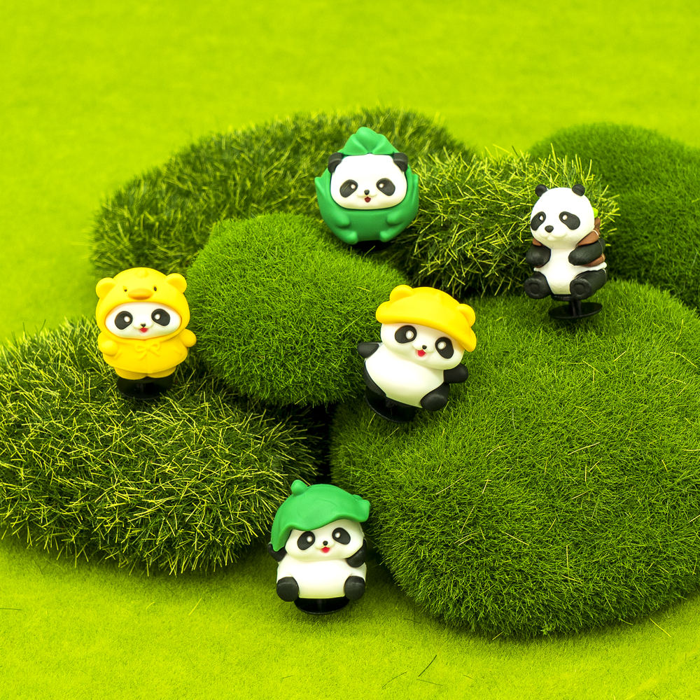 2025 Trendy New Fashion Custom 3D PVC Shoe Charm Personalized Cute Colorful Animals Pandas Shoe Charm Sets