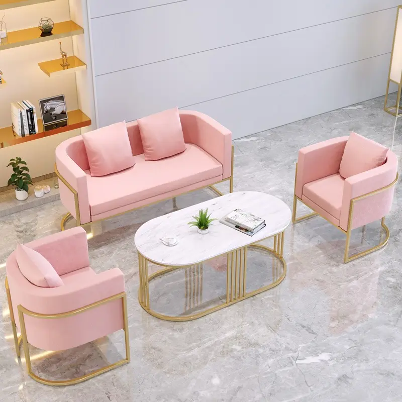 Nordic Iron Art divano di lusso di lusso celebrità salone di bellezza per il tempo libero sedia moderna semplice divano tavolino da caffè combinazione