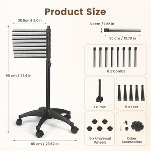 360° rotatable wheel-type hairpinning support <b>for</b> hair braiding hair braid storage movable hair piece fixing frame hair braid - Product Image 2