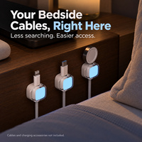 Supports de câbles magnétiques avec base adhésive et design phosphorescent pour les cordons de charge, l'organisation des câbles sur le bureau et au chevet