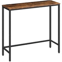 Console industrielle moderne avec plateau en bois et pieds en métal, meuble d'entrée ou de salon au design stable