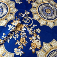 Tissu en microfibre 100% polyester à imprimé floral paisley bleu royal, doux et lisse, pour draps, housses de couette, rideaux et vêtements
