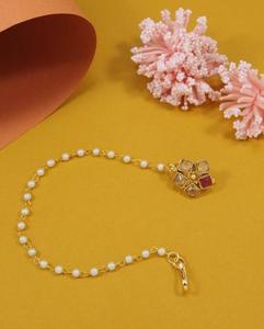 Fashion Gold Plated Pearl Drop Flower <b>Nose</b> <b>Ring</b> Copper <b>Nath</b> Nathani Piercing Jewelry for Women Party Festival Wear - Product Image 3