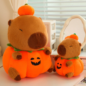 Jouet en peluche capybara citrouille d'Halloween mignon, super doux, doublure en maille, <span class=keywords><strong>coussin</strong></span> de sommeil, cadeau - Product Image 1