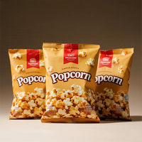 Impression personnalisée Sacs en plastique laminé à fermeture arrière Sac d'emballage croustillant de croustilles croustilles croustilles aliments en plastique Popcorn