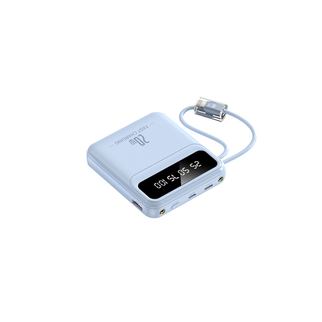 Portable Mini Power Bank 10000mAh With Lines Fast Charging Battery Charger Powerbank Built-in Flash Light